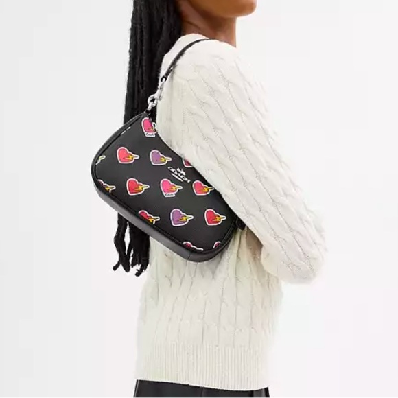 Coach Teri Shoulder Bag With Heart Bolt Print - Picture 13 of 14